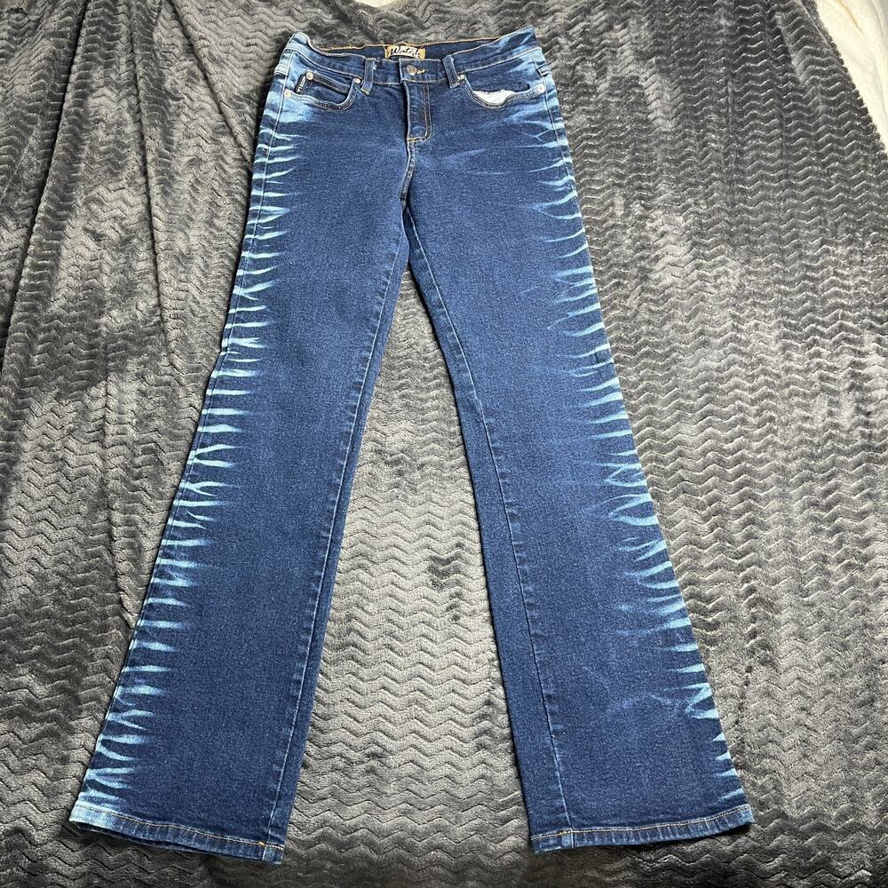 Vintage Women Jeans WATCH L.A. Tie Dye Bleach Stripes Sides USA Pants Size 11/12